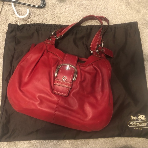 Large red Coach purse - Picture 4 of 9
